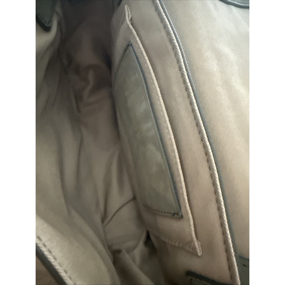 J.Crew Italian Suede Green Crossbody Bag Flap Magnetic Gold Buckle Brown Strap - Picture 6 of 7
